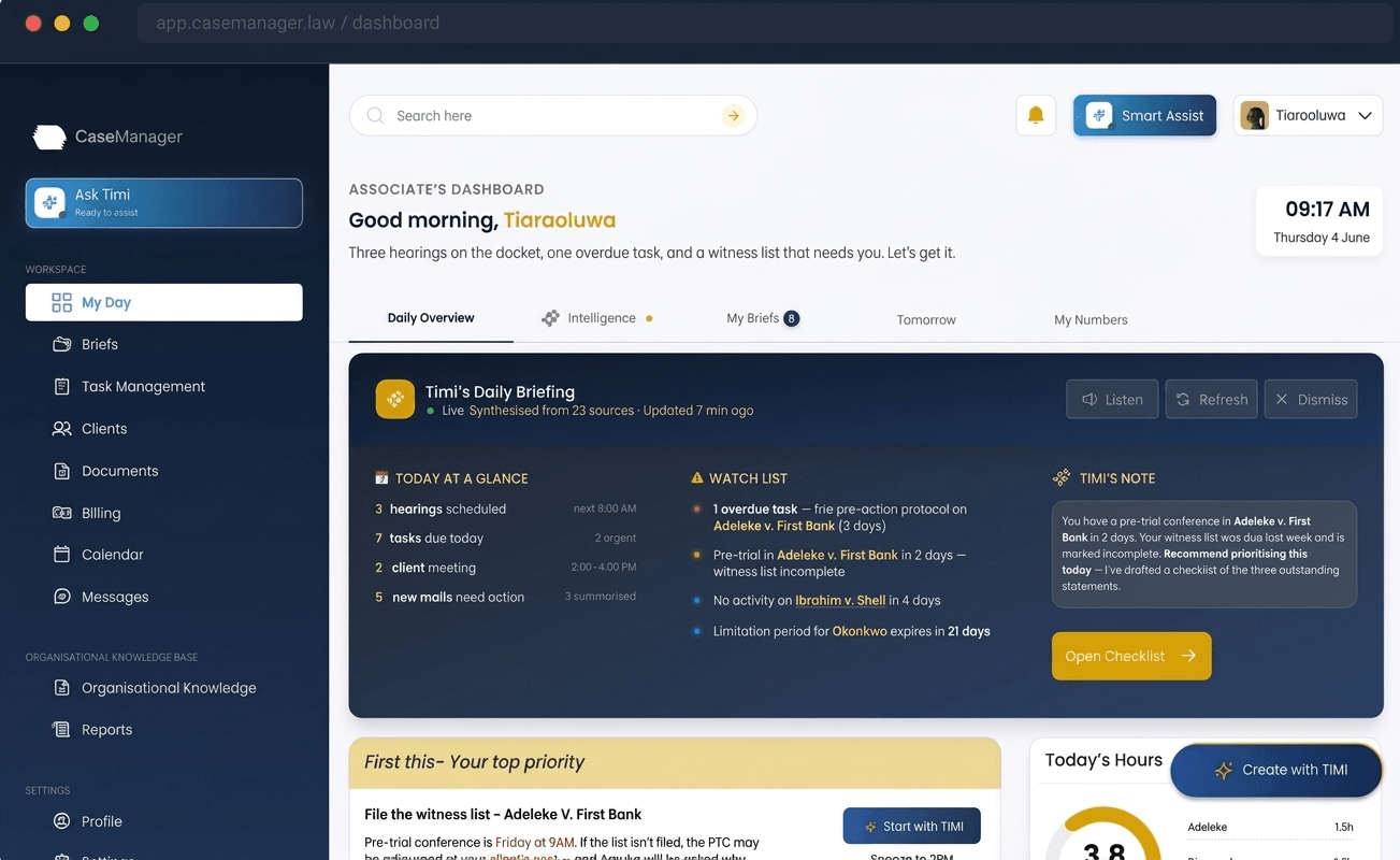 CaseManager Dashboard Preview